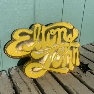 Elton John kid robot pillow metallic gold yellow New